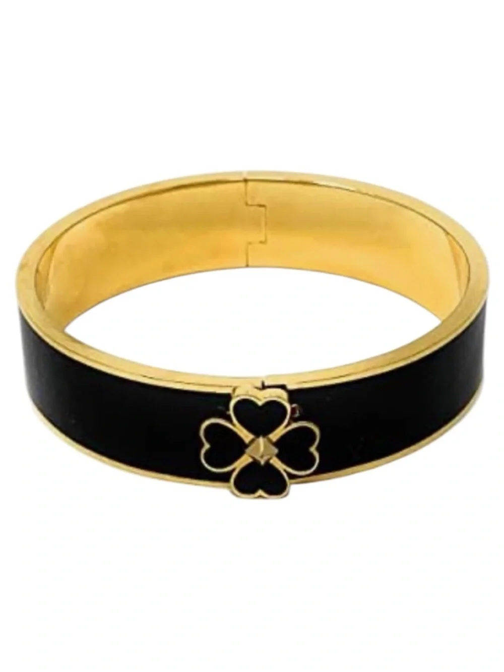 Kate Spade Everyday Spade Black Enamel Clover Bangle NWT